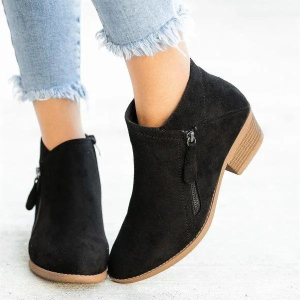Olivia - Chic Women's Ankle Boots with Comfort Heels and Zipper Detail