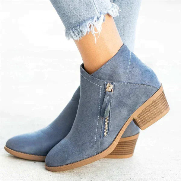 Olivia - Chic Women's Ankle Boots with Comfort Heels and Zipper Detail