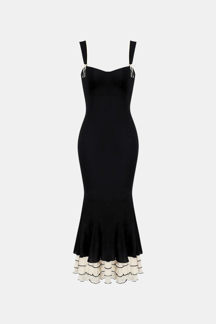 Olivia - Flowy Women's Wedding Guest Maxi Dress with Sweetheart Neckline and Ruffle Hem