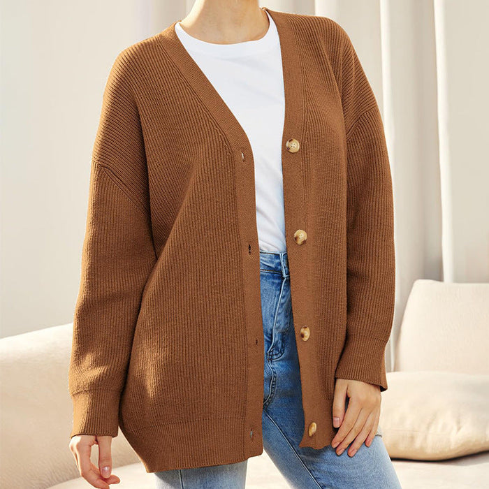 Olivia - Women's Oversized Cardigan Wool Style Ribbed Knit for Fall