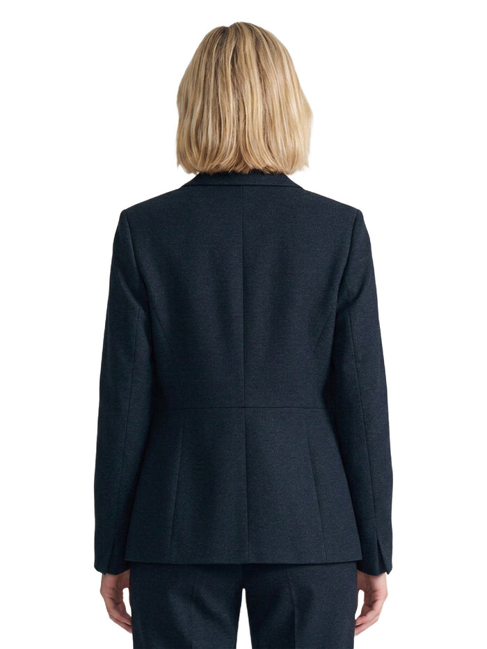 One Button Blazer, Compression Denim, Mid Blue | Kasper