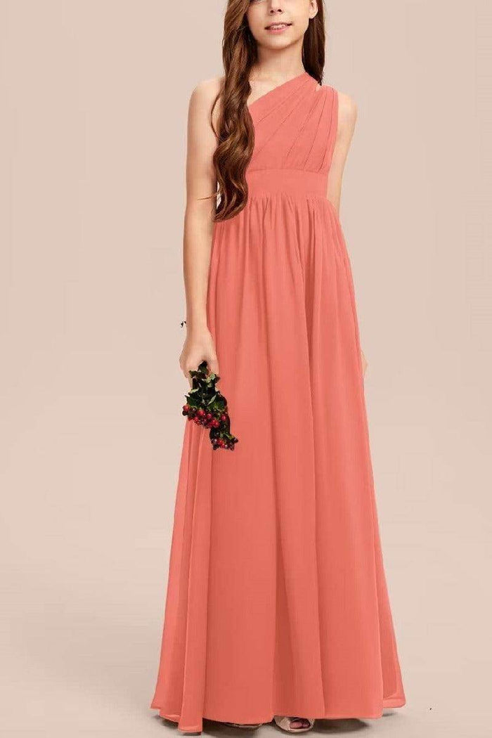 One Shoulder A-Line Junior Bridesmaid Dress B0C69DBSKL - COCOMELODY