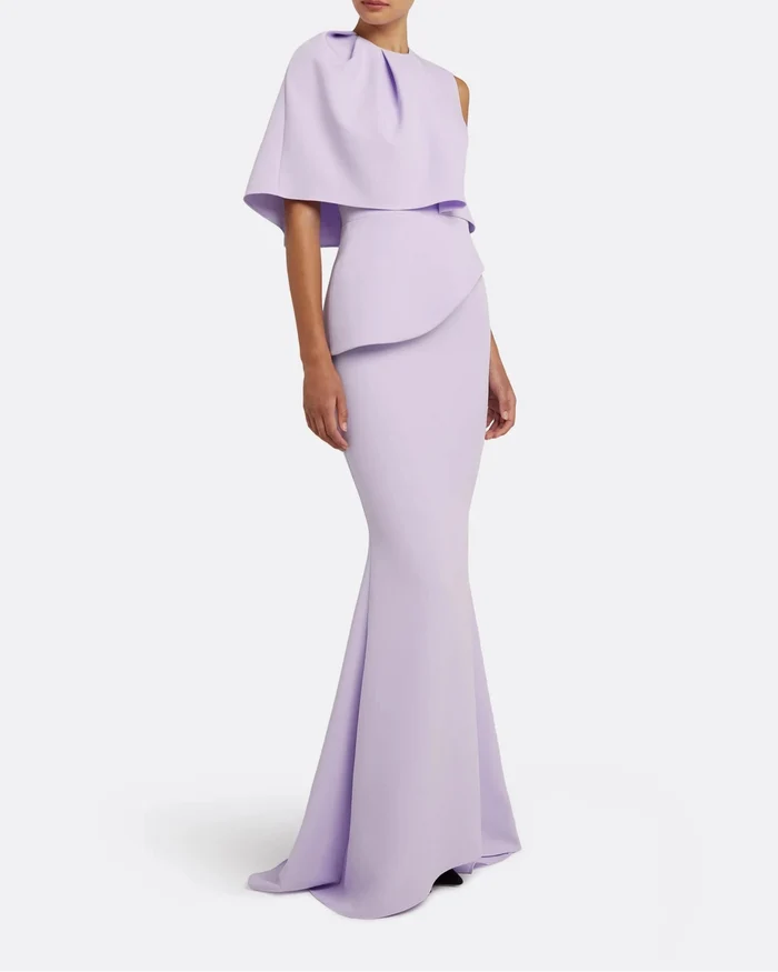 One shoulder column dress with attractive details - Olivia
