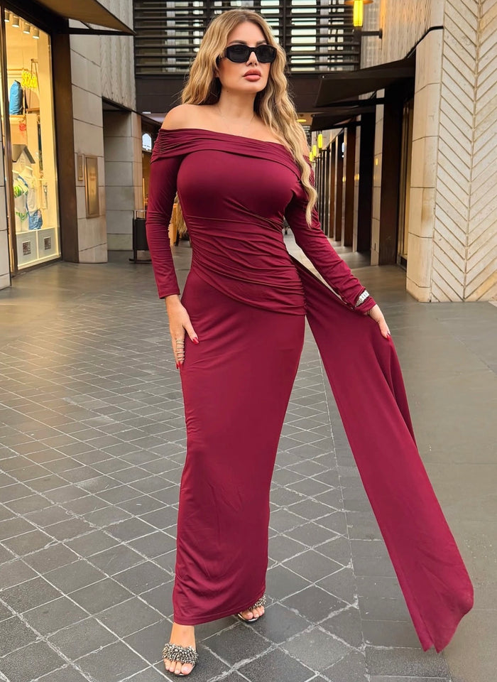 one-shoulder draped jersey gown – Joolen
