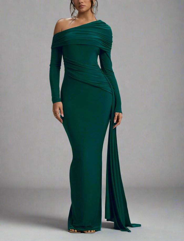one-shoulder draped jersey gown – Joolen