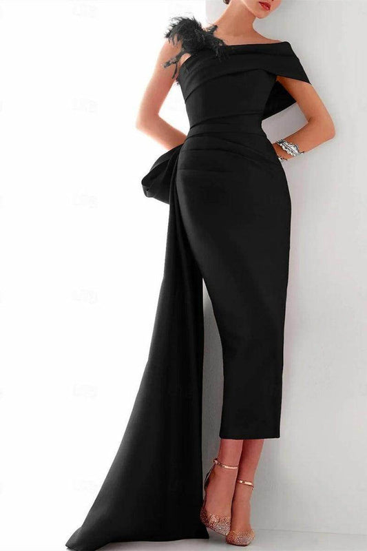 One Shoulder Evening Gown Satin Mother Of The Bride Dresses CM0340 - COCOMELODY