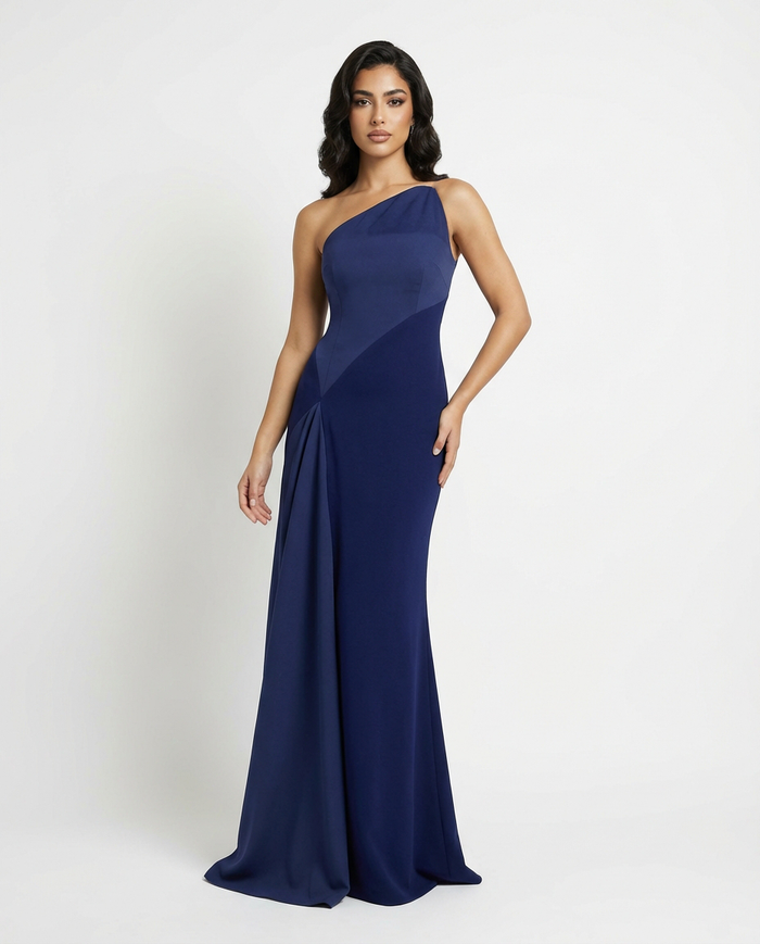 one-shoulder mermaid dress with sculpted pleat – NAVL