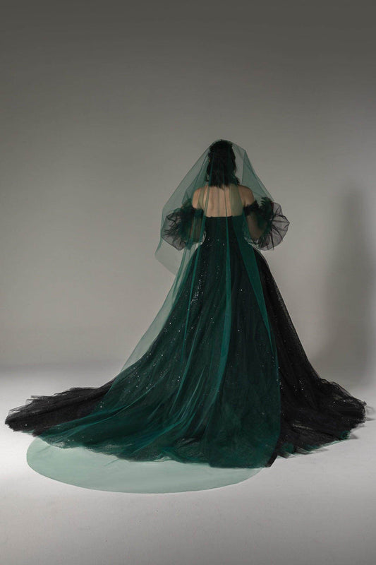 One-tier Cut Edge Tulle Cathedral Veils CV0273 - COCOMELODY