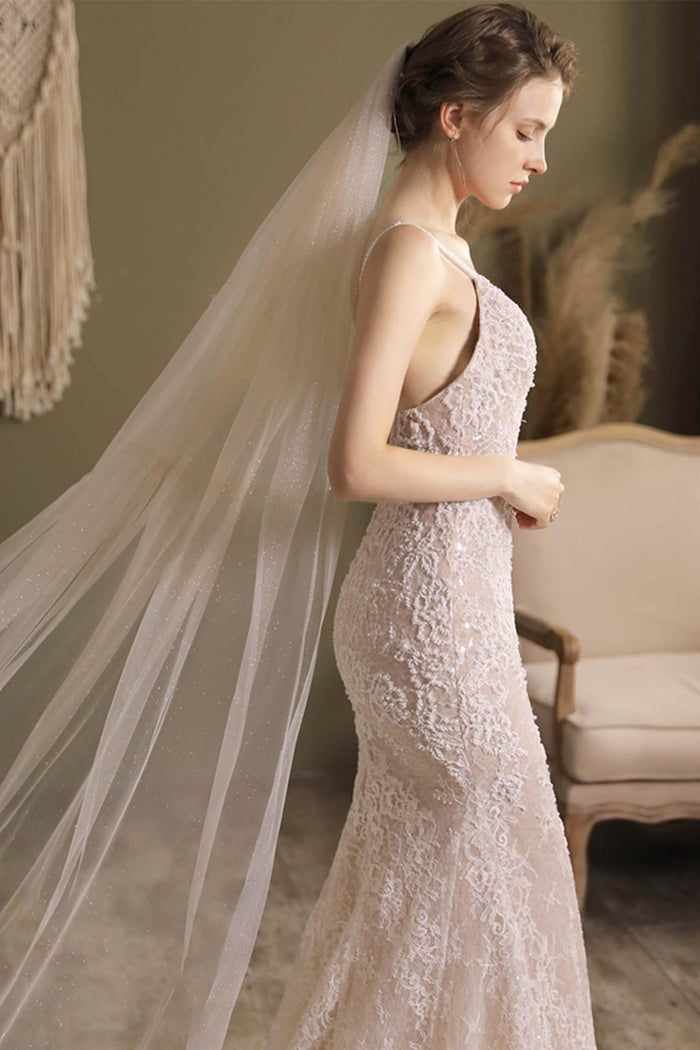One-tier Cut Edge Tulle Cathedral Veils CV0296 - COCOMELODY