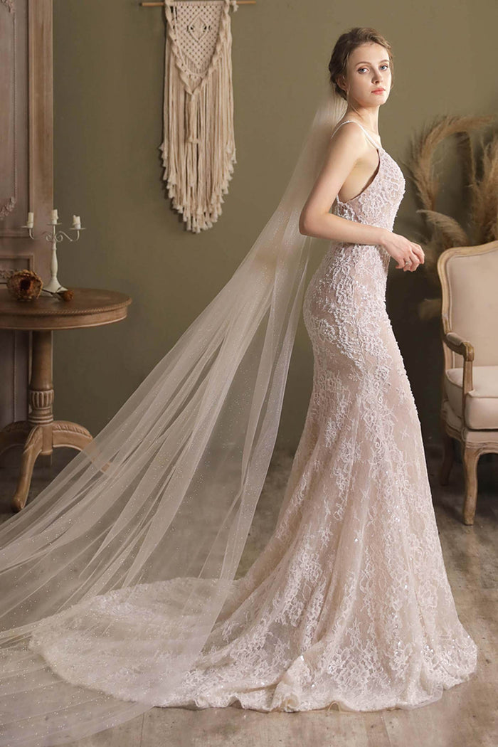 One-tier Cut Edge Tulle Cathedral Veils CV0296 - COCOMELODY