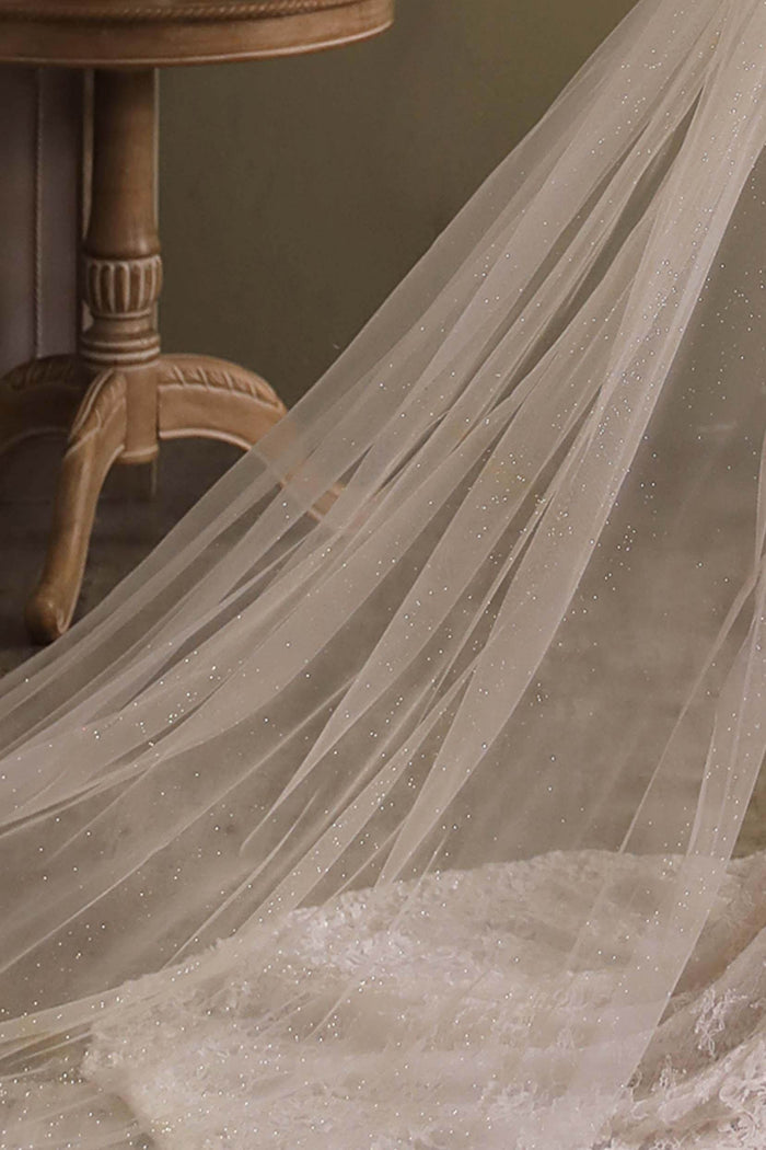 One-tier Cut Edge Tulle Cathedral Veils CV0296 - COCOMELODY