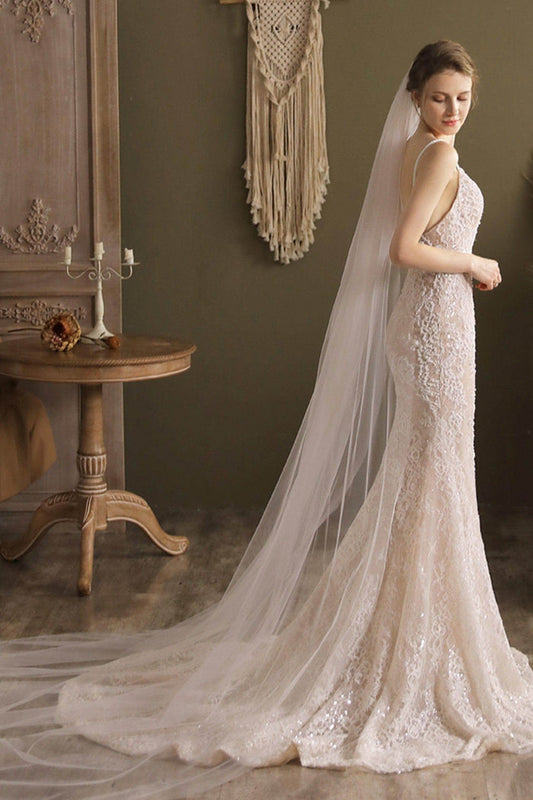 One-tier Cut Edge Tulle Chapel Veils CV0266 - COCOMELODY