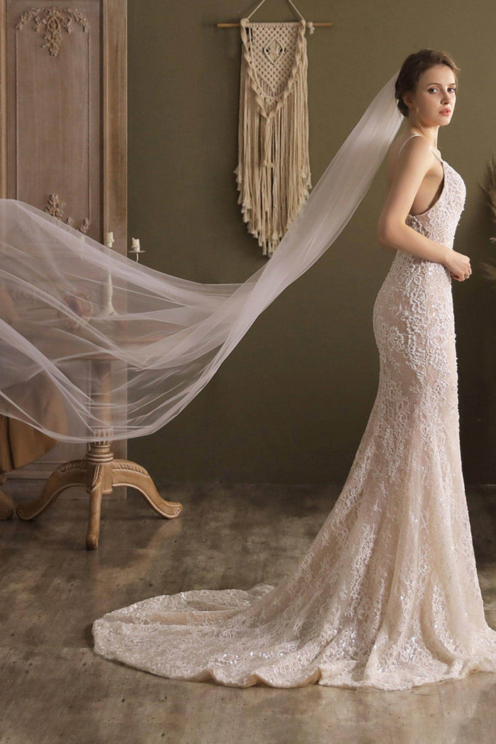 One-tier Cut Edge Tulle Chapel Veils CV0266 - COCOMELODY