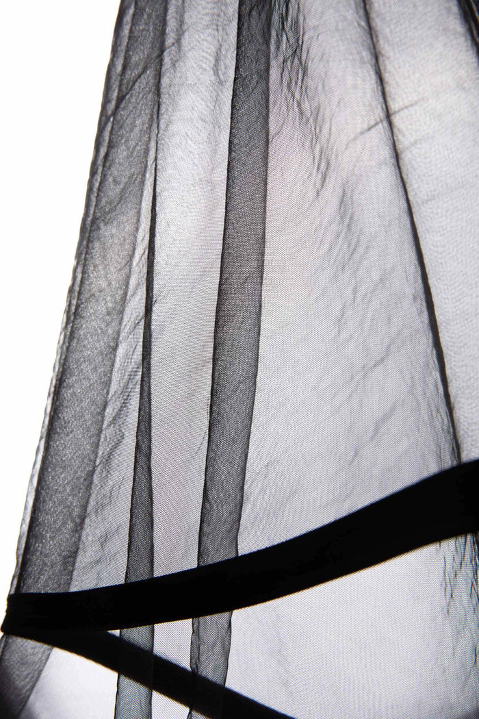 One-tier Ribbon Edge Tulle Hip Veils with Ribbons CV0281 - COCOMELODY