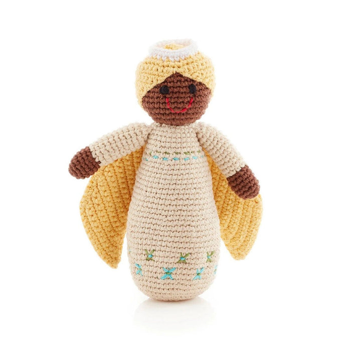 Organic Cotton Cream Yellow Angel Rattle