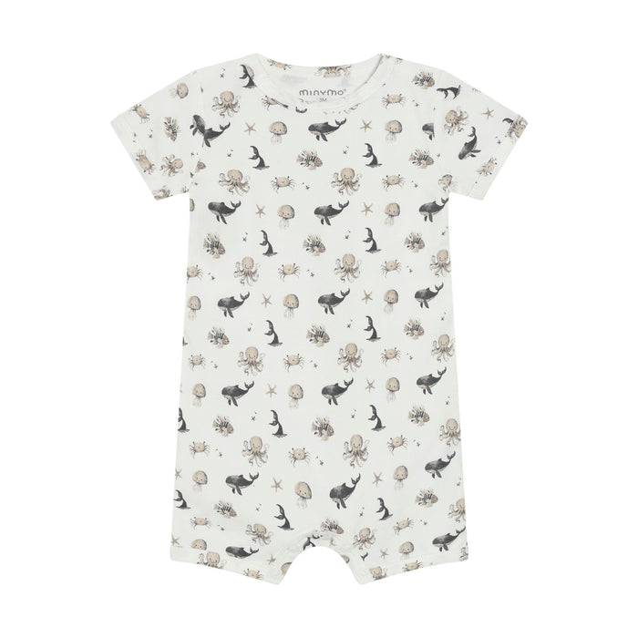 Organic Cotton Jersey Romper Ocean Print