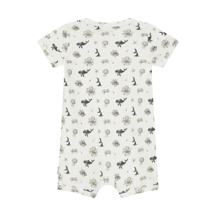Organic Cotton Jersey Romper Ocean Print