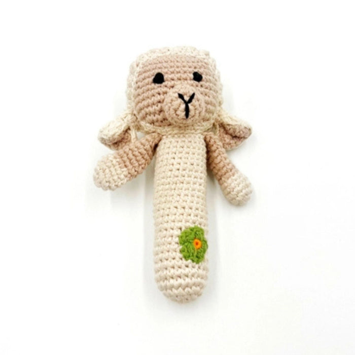 Organic Cotton Lamb Stick Rattle