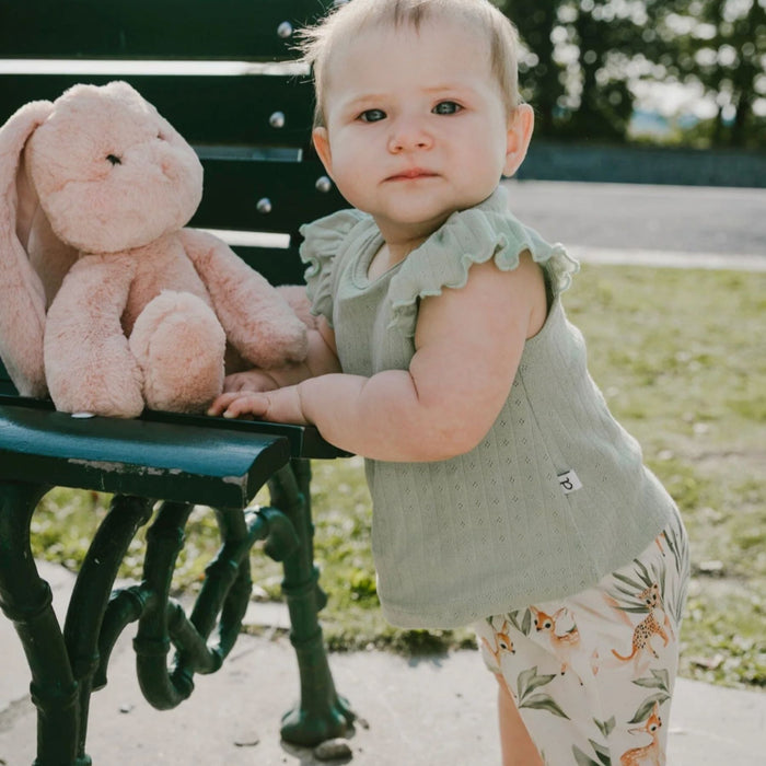 Organic Cotton Pointelle Top and Jersey Short Set, Leopard Jungle