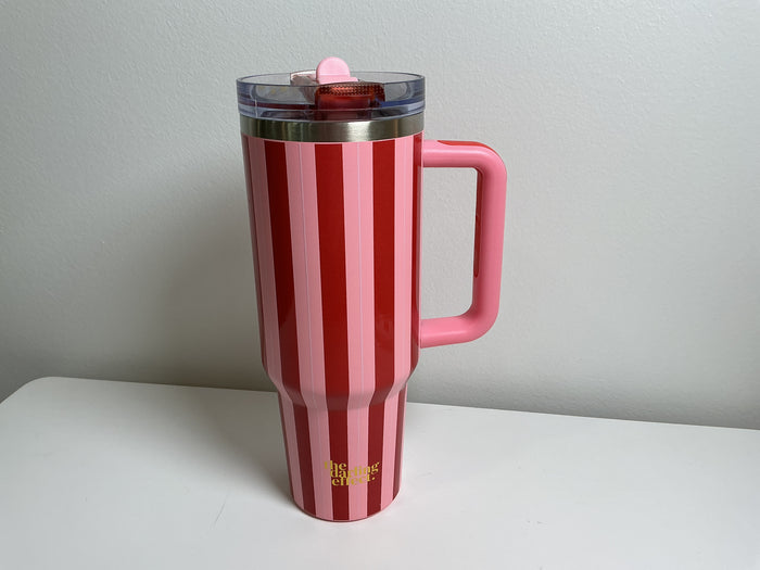 Peppermint Tumbler (pink & red stripe)