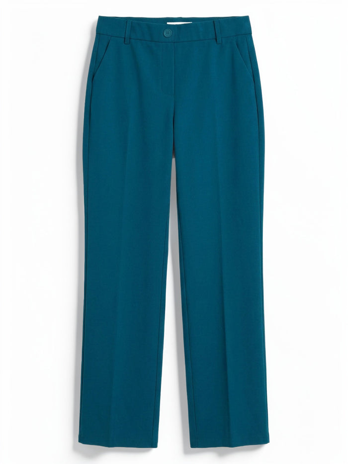 Petite Audrey Pull-On Faux Fly Front Trouser, Compression Suiting, Bottle Teal | Kasper