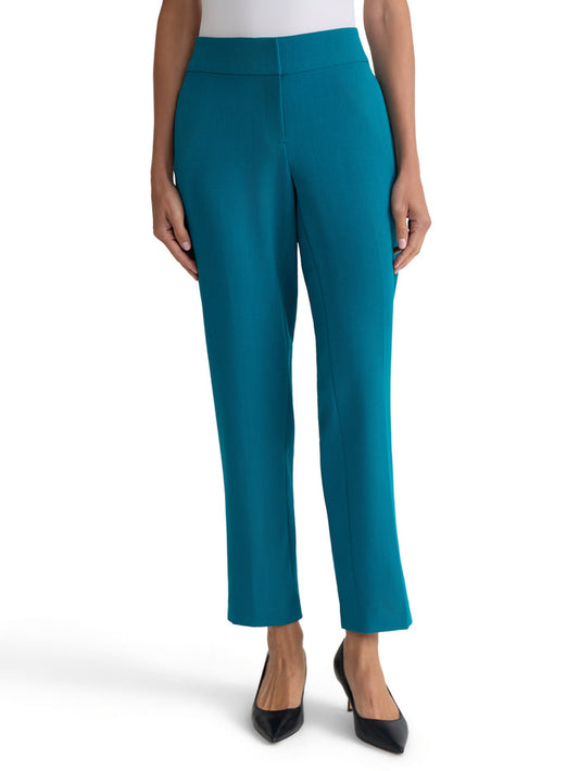 Petite Ava Straight Leg Pant, Stretch Crepe, Bottle Teal | Kasper