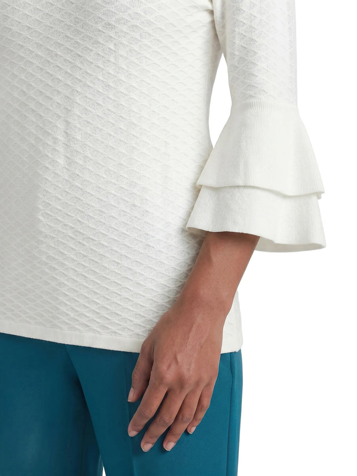 Flare Sleeve Boat Neck Top, Vanilla Ice | Kasper