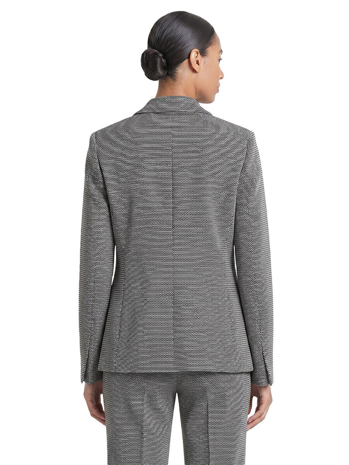 One Button Blazer, Knit Jacquard, Black/Vanilla Ice | Kasper