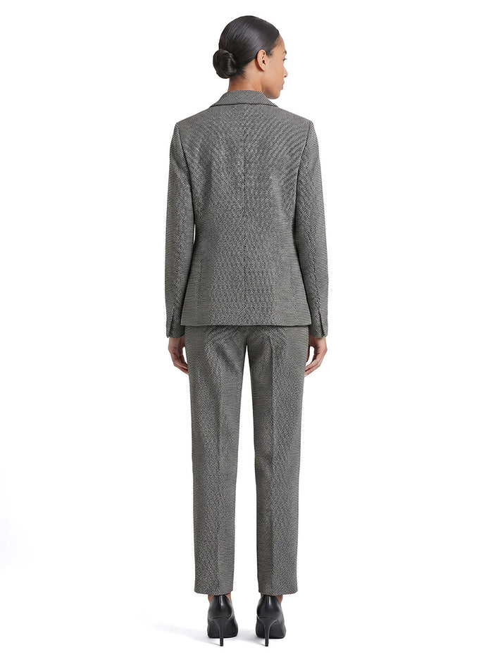 One Button Blazer, Knit Jacquard, Black/Vanilla Ice | Kasper