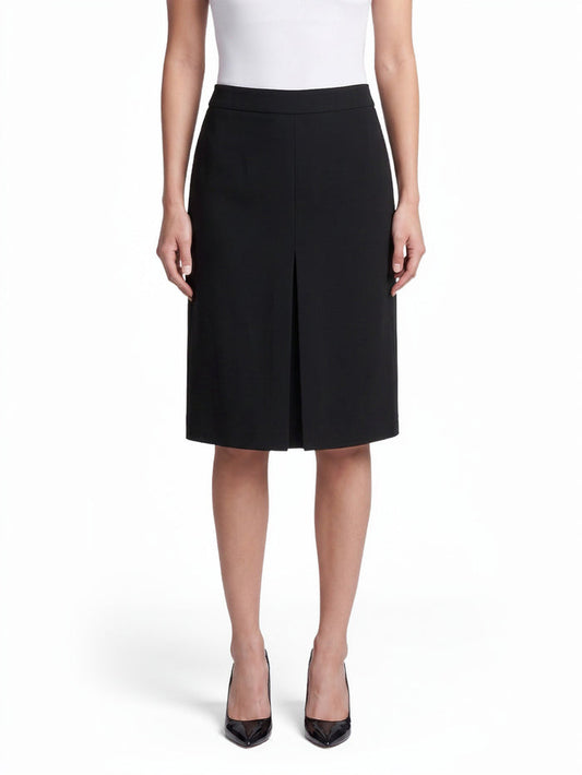 Pleat Front Skirt, Stretch Crepe, Black | Kasper