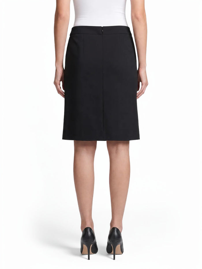 Pleat Front Skirt, Stretch Crepe, Black | Kasper