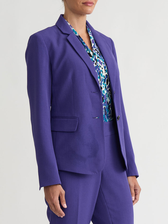 Petite Two Button Blazer, Stretch Crepe, Regal Plum | Kasper