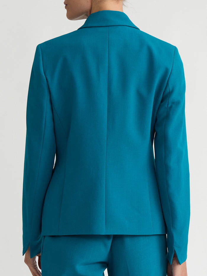 Petite Two Button Blazer, Stretch Crepe, Bottle Teal | Kasper