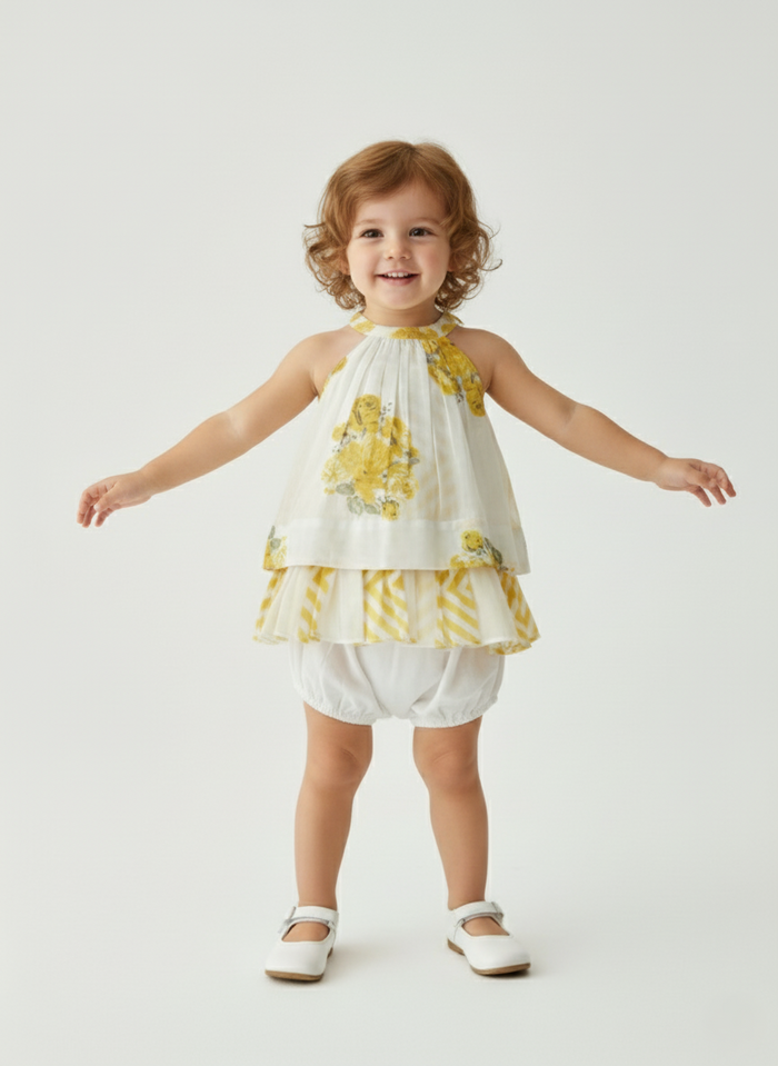 Pia Halter Swing Dress Off-White — Cotton Girls and Women Dress | 0-13 Years and Women