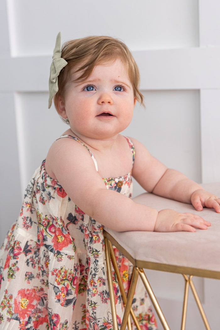 Pink Floral Print Tiered Dress dress & diaper cover Yo Baby India