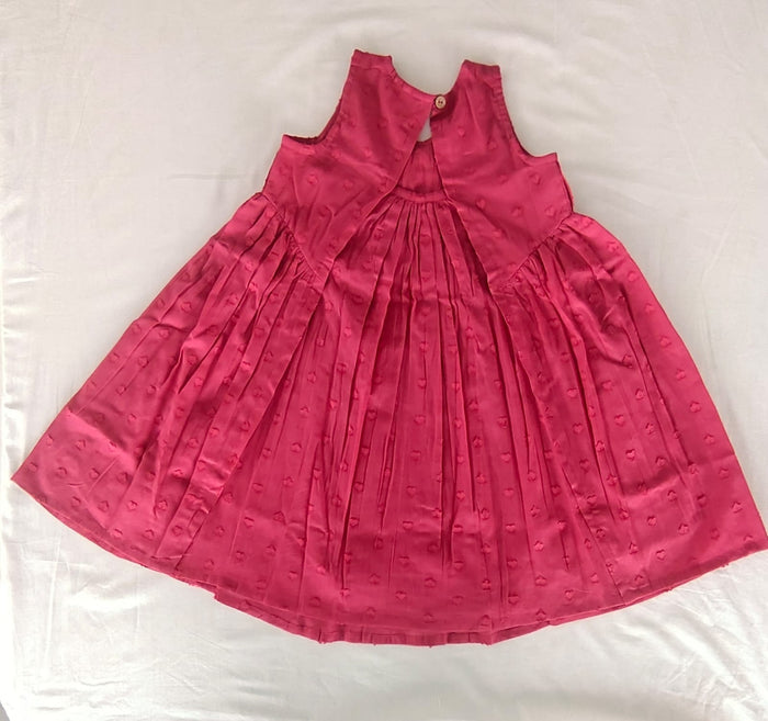 Pink Heart Dobby Pintuck Gathered Dress dress & diaper cover Yo Baby Wholesale
