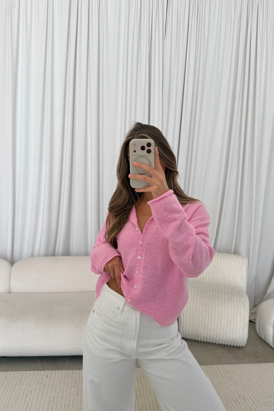 Piper Cardigan Top in Pale Pink