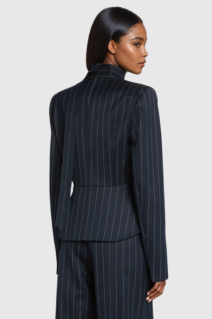 Ahuva Plunge Lace Up Stripe Blazer