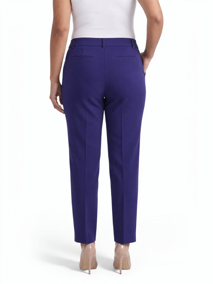 Plus Audrey Pull-On Faux Fly Front Trouser, Compression Suiting, Regal Plum | Kasper