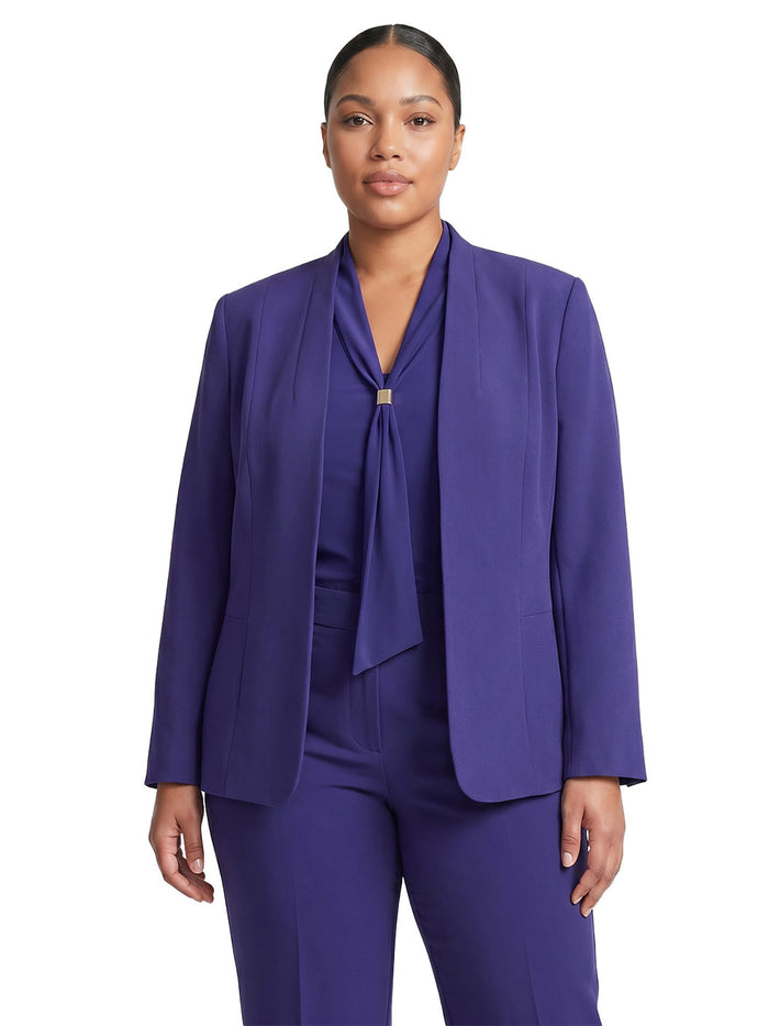 Plus Kissing Front Jacket, Stretch Crepe, Regal Plum | Kasper
