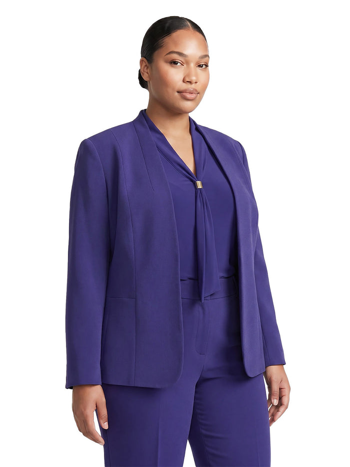 Plus Kissing Front Jacket, Stretch Crepe, Regal Plum | Kasper