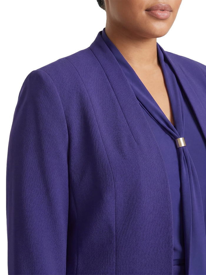 Plus Kissing Front Jacket, Stretch Crepe, Regal Plum | Kasper