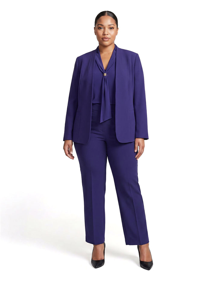Plus Kissing Front Jacket, Stretch Crepe, Regal Plum | Kasper