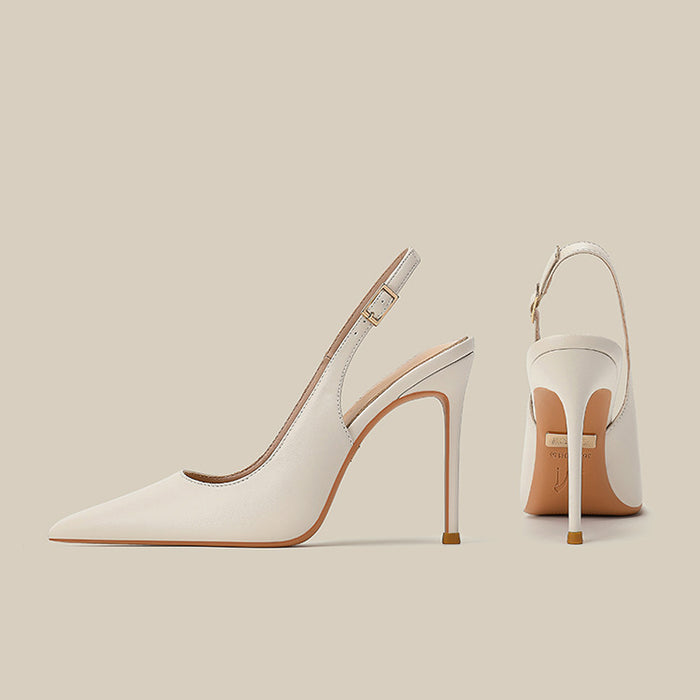 Pointed-Toe Leather Slingback Pumps – ODD- CAMILLE
