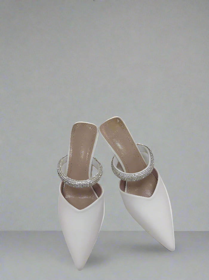 pointed-toe mule with rhinestone strap - LUNAZMU