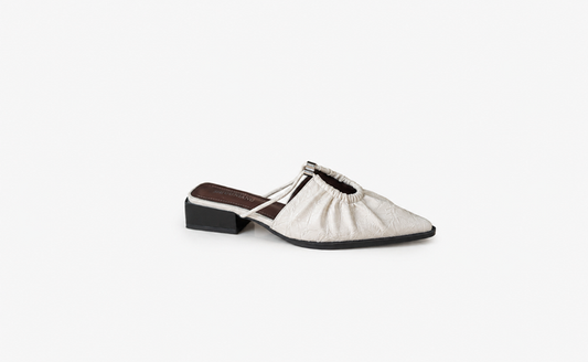 pointed-toe mules with ruched detail and double straps – AURORANDA