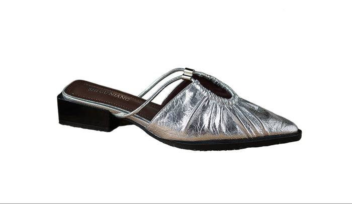 pointed-toe mules with ruched detail and double straps – AURORANDA