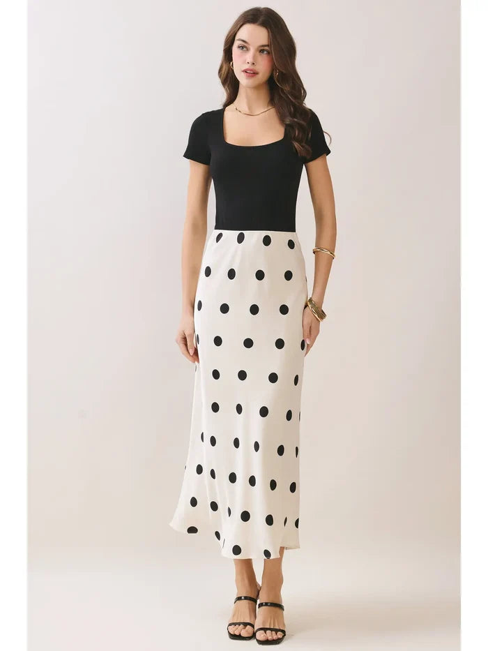 Polka Dot Maxi Skirt - Greige Goods