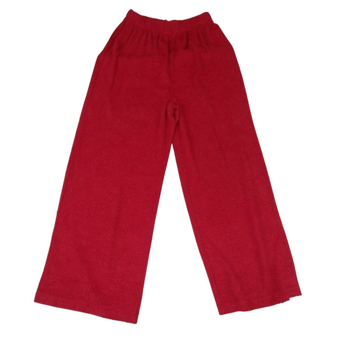 Popcorn Textured Wide Leg Pants Red High Waist Elastic Retro USA Made S0