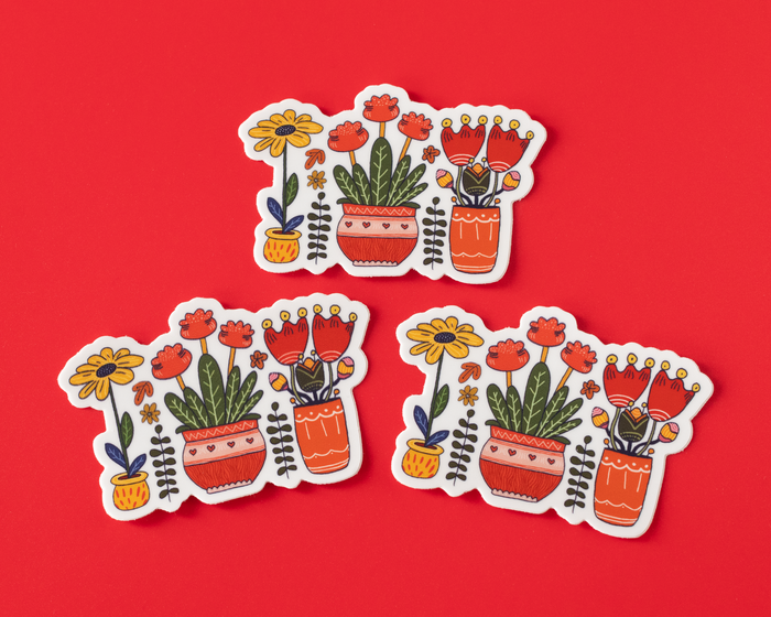 Potted Plants Illustrated Vinyl Sticker